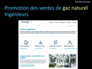 Promotion des ventes de gaz naturel
Ingénieurs
Site Web d’Énergir
 