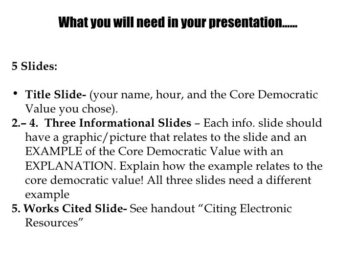 8th grade Core Democratic Values Project