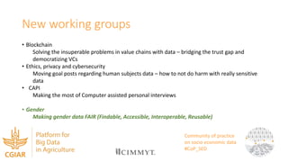 Community of practice on socio-economic data