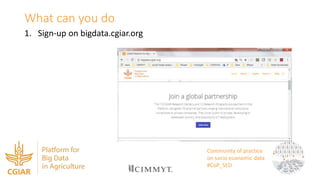 Community of practice on socio-economic data