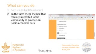Community of practice on socio-economic data