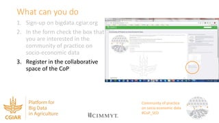 Community of practice on socio-economic data