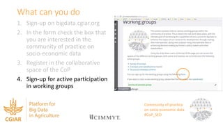 Community of practice on socio-economic data