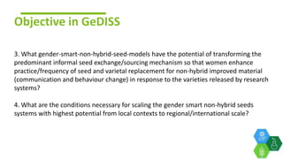Gender dynamics in non-hybrid cererals and legumes in Ethiopia and Uganda