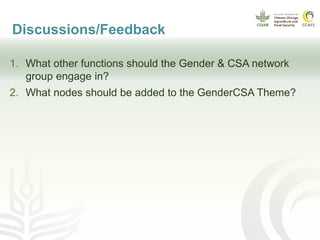 Climate Change Agriculture and Food Security Learning Platform 5: cross-cutting platform on gender and climate-smart agriculture