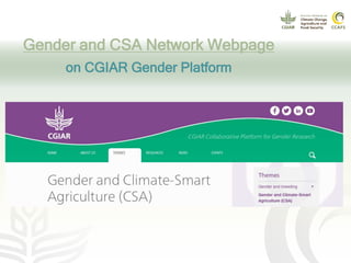 Climate Change Agriculture and Food Security Learning Platform 5: cross-cutting platform on gender and climate-smart agriculture