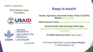 Women's empowerment in agriculture index (WEAI): incorporating gender and mixed methods into nutrition research
