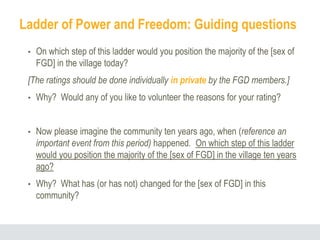 Ladder of Power and Freedom: Guiding questions
• On which step of this ladder would you position the majority of the [sex ...