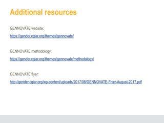 GENNOVATE: Enabling gender equality in agricultural and environmental innovation