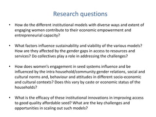 Assessing Institutional Innovations to promote women-led informal seed systems in Eastern India