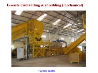 E-waste dismantling & shredding (mechanical) 
Formal sector 
 