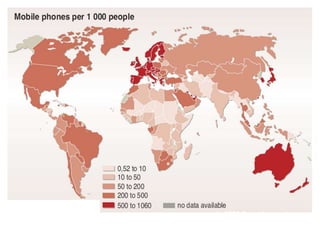 In 2009 Egypt jumped to 
500-1060 mobile phones 
per 1000 people category. 
Source World Bank 2002 
 