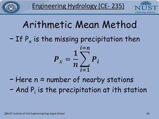 NUST Institute of Civil Engineering/Engr Sajjad Ahmad25Engineering Hydrology(CE- 235)OROGRAPHIC PRECIPITATIONNUST Institute of Civil Engineering/Engr Sajjad Ahmad26Engineering Hydrology(CE- 235)OROGRAPHIC PRECIPITATIONOrographic precipitation is caused by air masses which strike some natural topographic barriers like mountains, and cannot move forward