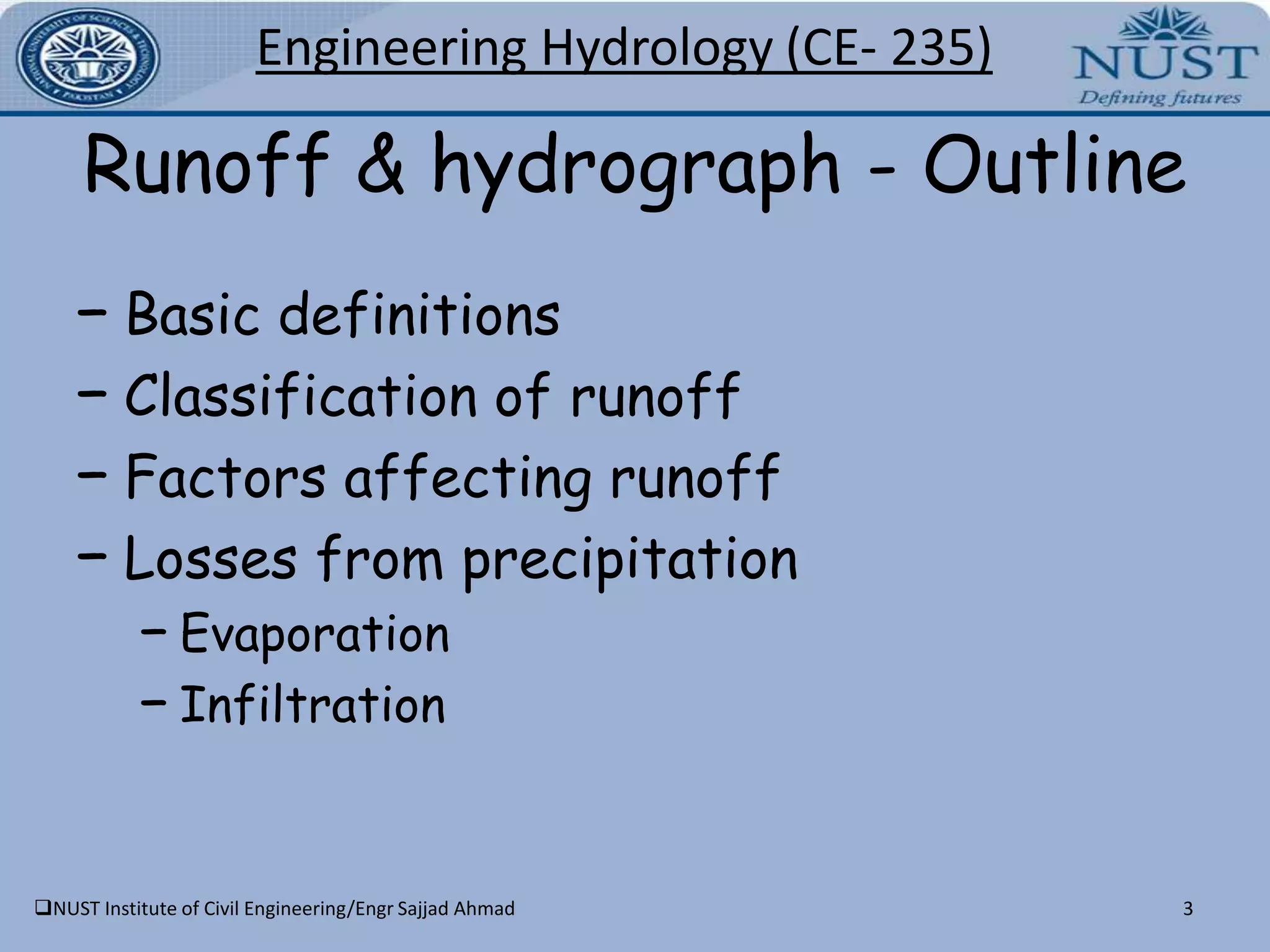 Classification of runoff