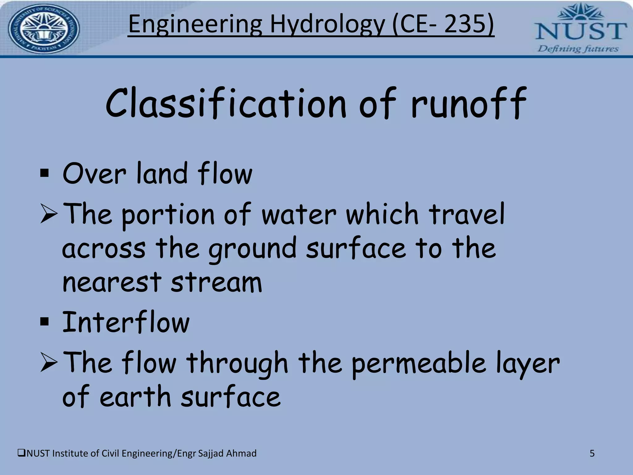 Losses from precipitation