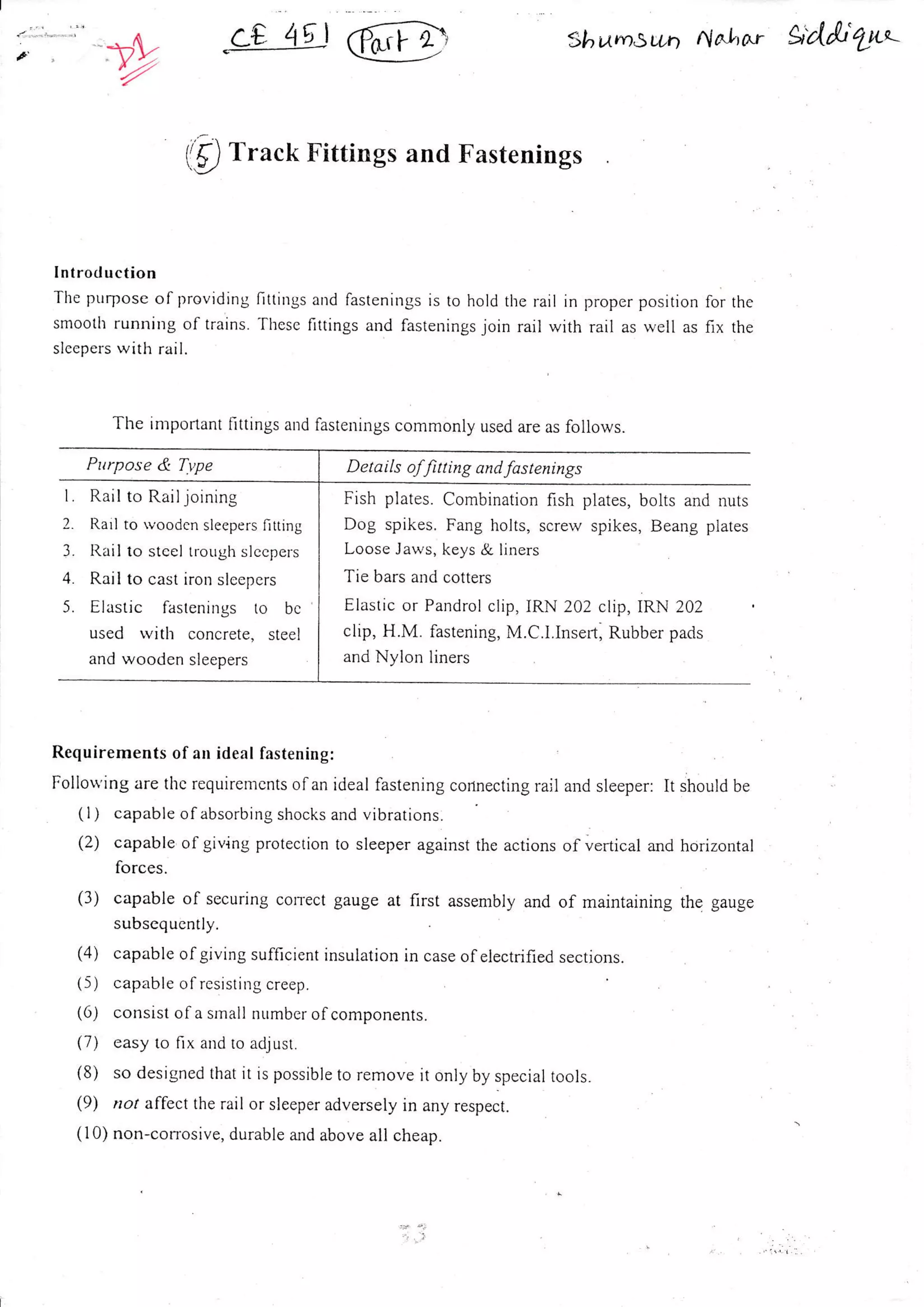 Ce 451 part 2 (track fitting & fastenings) PDF