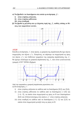 182	
134

4. 6. ΒΑΣΙΚΕΣ ΕΝΝΟΙΕΣ ΤΩΝ ΣΥΝΑΡΤΗΣΕΩΝ
f:

)

)

i)
ii)
iii)

,
.

f,

-

.

f

,
y'y .

,
f ,

y'y
f ,
(

).

:

f :

)

[0,2]
[5,6] ,
[ 2,0]

i)
ii)
[ 6, 5] ,
[0,2]
[5,6]
iii)

f
[ 5, 2]
.

.
[2,5]

 