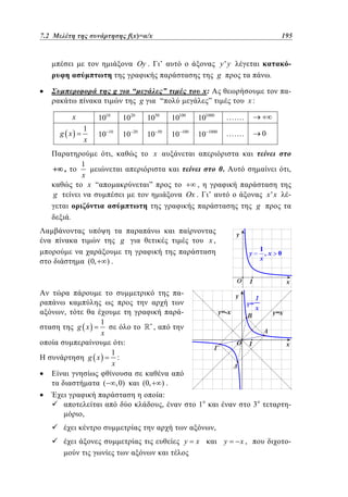 7.2
5.2 Μελέτη της συνάρτησης f(x)=α/x	 /x
f(x)=

Oy .
g

x
g x

1010
1
x

10

“

1020

10

10

20

1
x

g

y'y
g

’
”
“

g
1050
10

.

x:
”

10100

50

-

10

…….

101000

100

10

-

x:

0

…….

1000

x

,
,

195
147

0.

x “

”

,
Ox .

,
x'x

’

-

g
.
g

x,

).

(0,

,
g x

,
1
:
x

g x
(

,

-

1
x

:

,0)

(0,

).
:
,

1

3

-

,
y

x

y

x,

-

 
