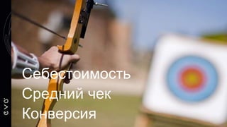 Себестоимость
Средний чек
Конверсия
 