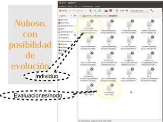 En este caso, todo el algoritmo evolutivo se ejecuta en el navegador 