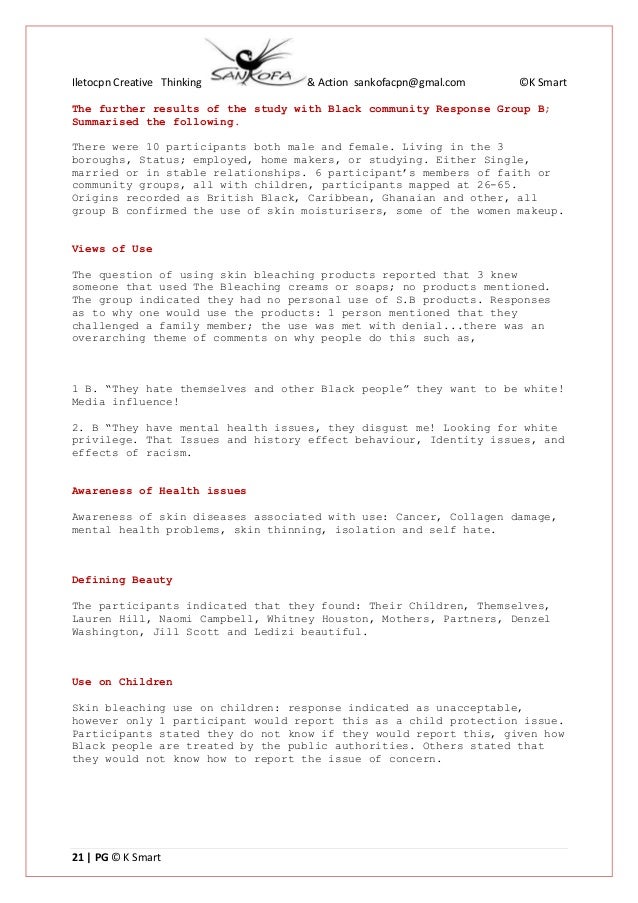 The Causes & Effects of The use of skin Bleaching Products Ce sbksd…