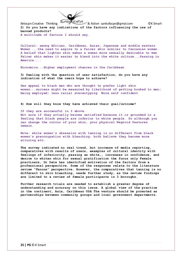 The Causes & Effects of The use of skin Bleaching Products Ce sbksd…