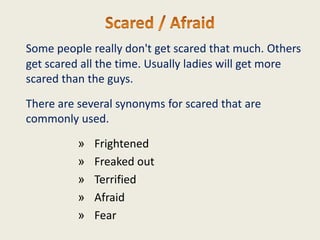 Define Scaring Physical & emotional feelings | PPTX