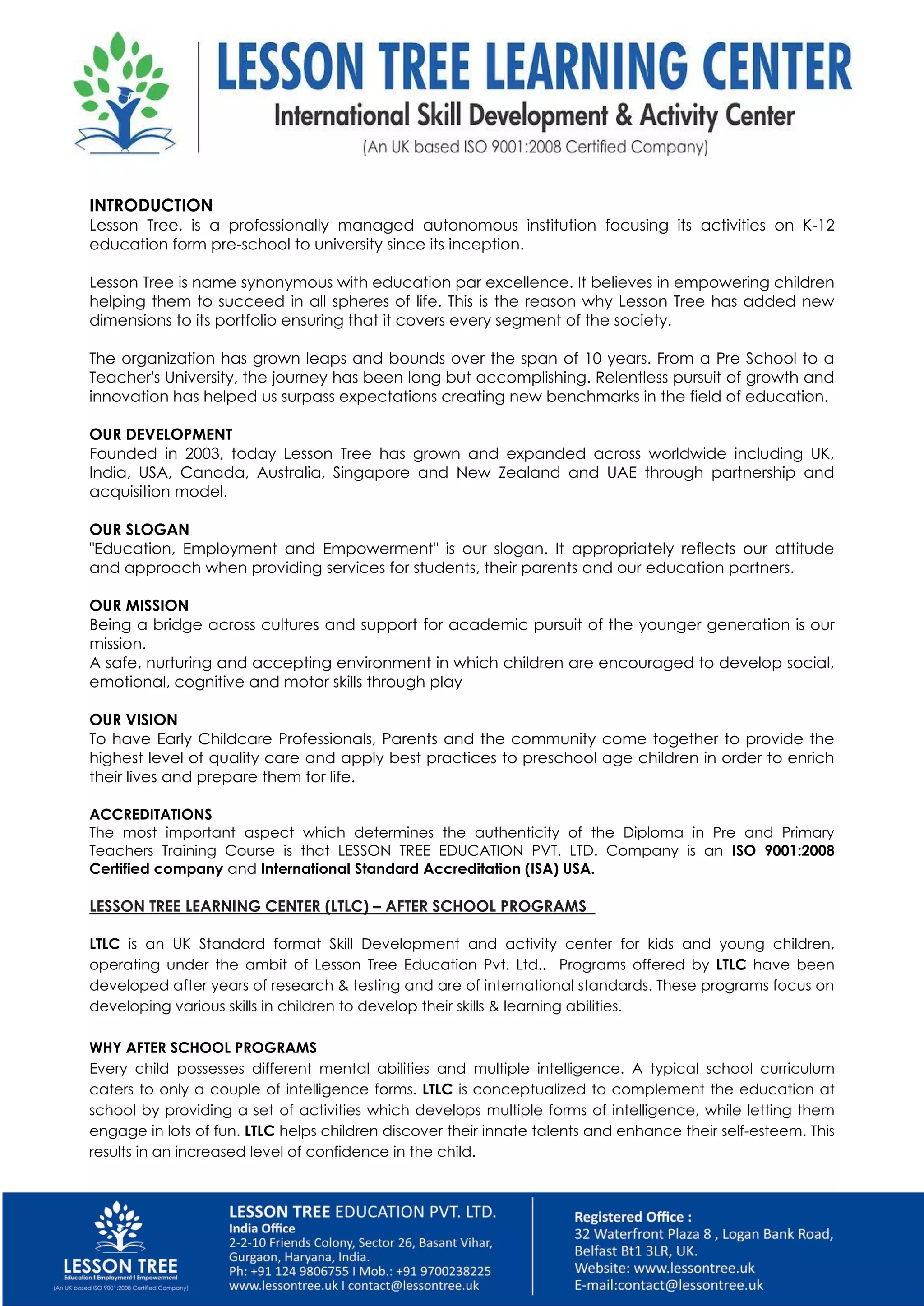 About Lesson Tree & Courses PDF Professional School Postgraduate