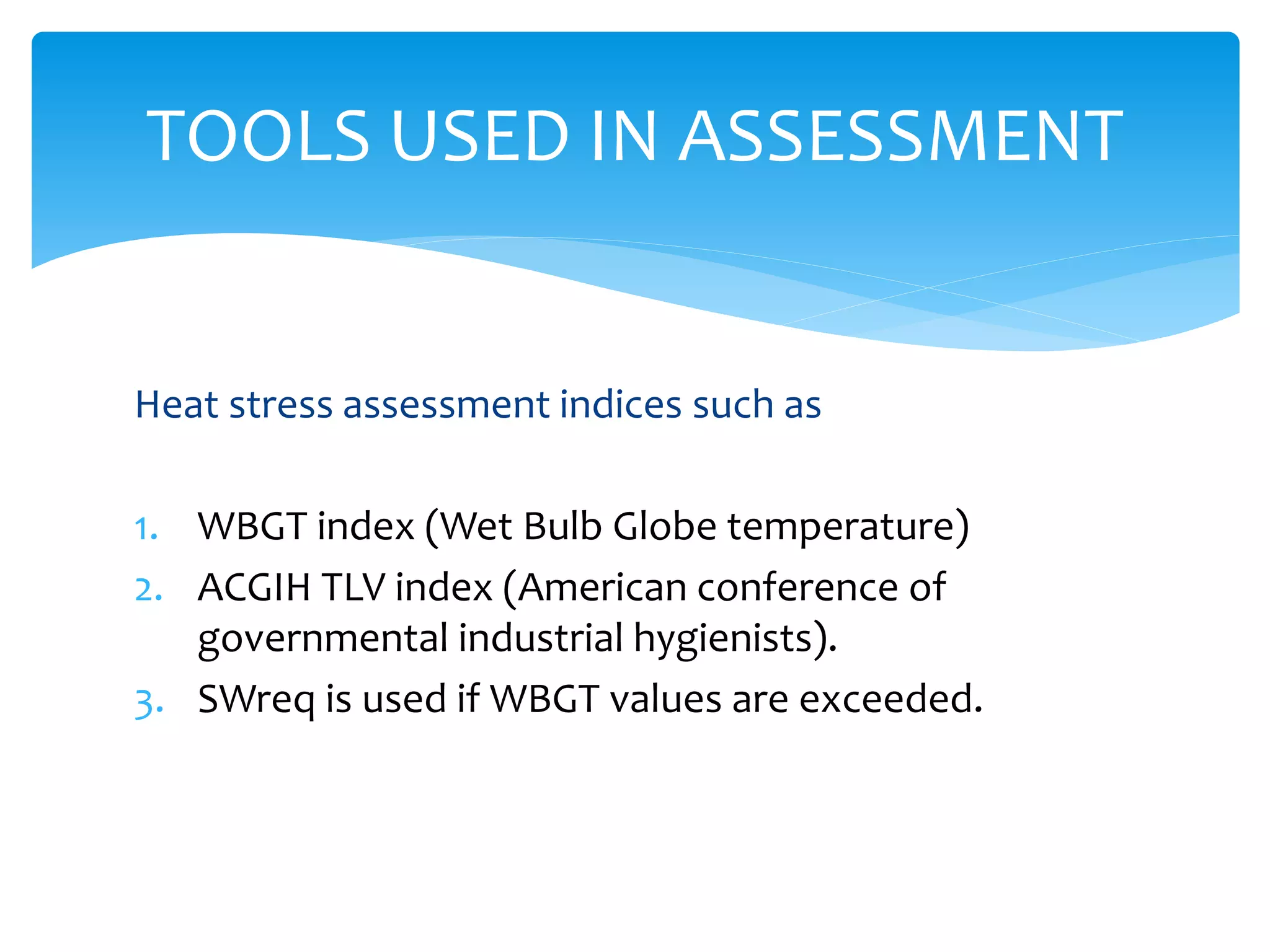 Heat stress assessment methods | PPTX