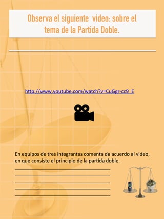 hNp://www.youtube.com/watch?v=CuGgr-­‐cc9_E	
  
En	
  equipos	
  de	
  tres	
  integrantes	
  comenta	
  de	
  acuerdo	
  al	
  video,	
  
en	
  que	
  consiste	
  el	
  principio	
  de	
  la	
  par-da	
  doble.	
  
___________________________________	
  
___________________________________	
  
___________________________________	
  
___________________________________	
  
___________________________________	
  
	
  
 