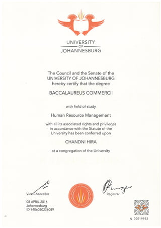 Certificate - BCom HRM