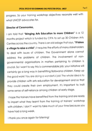 SPECIAL SPEECH BY BEN SEMOMMUNG-CHILD PROTECTION SPECIAL : UNICEF Page 12
 
