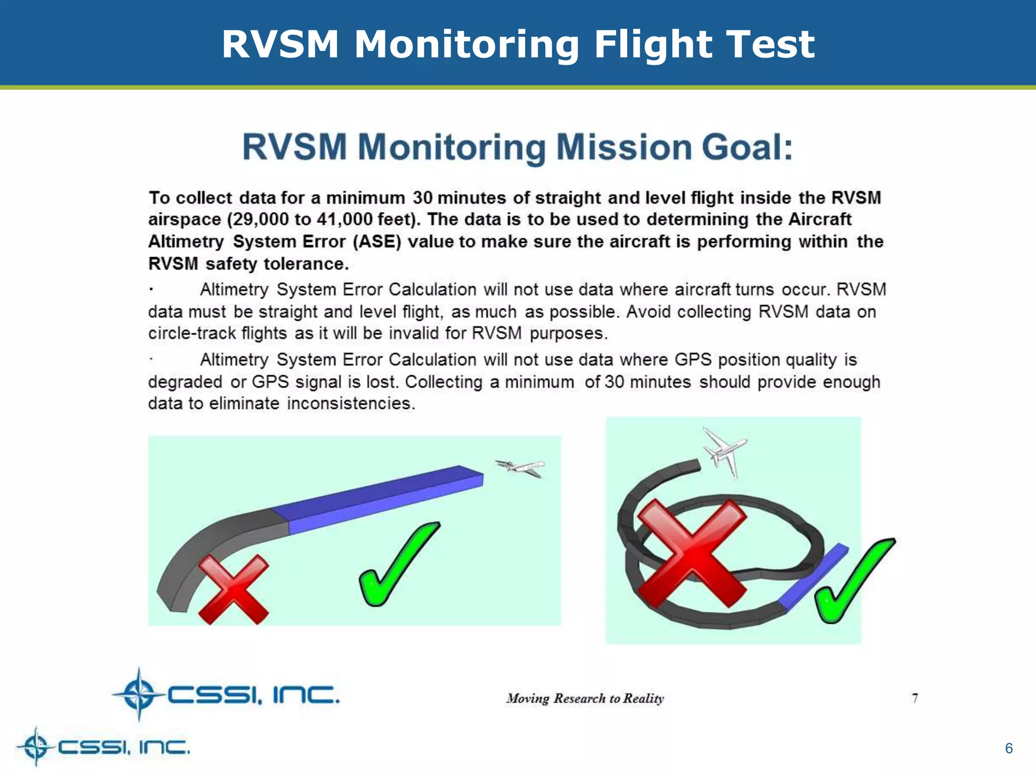6
RVSM Monitoring Flight Test
 