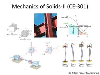 Mechanics of Solids-II (CE-301)
Dr. Aslam Faqeer Mohammad
 