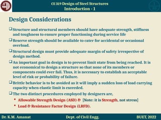 CE319 Design of Steel Structures by Prof. Khan Mahmud Amanat | PPTX