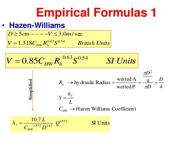 Hazen Williams Formula Pipe Flow Chart