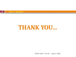 August 7, 2026
CE3701-ECVE - Prof. AK
40
THANK YOU…
Unit 5 – Valuation
 
