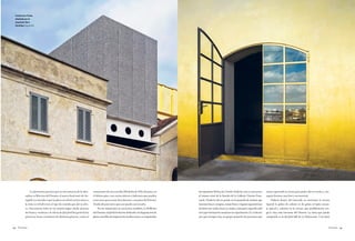 140 Travesías Travesías 141
La alternativa para los que no son amantes de la adre-
nalina es Mercato del Duomo, el nuevo food store de Au-
togrill. La entrada es por la plaza: un árbol con las raíces a
la vista en el hall evoca el tipo de comida que ahí se ofre-
ce. Encuentras todo-en-un-mismo-lugar: desde puestos
de frutas y verduras y la oferta de fast food but good de las
pizzerías, hasta comedores de distintos géneros, como el
restaurante de tres estrellas Michelin de Niko Romito, en
el último piso, con cocina abierta y balcones que pueden
reservarse para cenar, literalmente, a un paso del Duomo.
Desde ahí pareciera que uno puede casi tocarlo.
En ese mismo piso se encuentra, también, Le Bollicine
delDuomo,unfood&winebardedicadoaladegustaciónde
platossencillosdeinspiraciónmediterránea,acompañados
de espumoso Berlucchi. Desde el balcón, uno se encuentra
al mismo nivel de la bóveda de la Galleria Vittorio Ema-
nuele. Desde lo alto se puede ver la pasarela de turistas que
intentan hacer compras, tomar fotos y el gesto supersticioso
dedarleunavueltaaltoro(o,mejor,aunaparteespecíficadel
toro) que forman los mosaicos en el pavimento. Es evidente
por qué siempre hay un grupo pequeño de personas que
están esperando su turno para poder dar su vuelta y con-
seguir fortuna, una foto y un souvenir.
Todavía dentro del mercado se encuentra la terraza
Aperol: la paleta de colores va de grises al típico naran-
ja Aperol y culmina en la terraza, que posiblemente ten-
ga la vista más hermosa del Duomo. La única que puede
competirle es la del food hall de La Rinascente. Con buen
Fondazione Prada,
diseñada por el
arquitecto Rem
Koolhaas (siguiente).
 