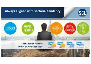 Always	
  aligned	
  with	
  sectorial	
  tendency
Service
First	
  Spanish	
  Partner
with	
  4	
  SAP	
  Partner	
  Edge	
  
 