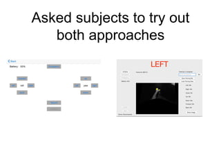 Asked subjects to try out
both approaches
 
