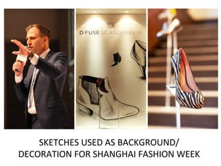 SKETCHES	
  USED	
  AS	
  BACKGROUND/	
  
DECORATION	
  FOR	
  SHANGHAI	
  FASHION	
  WEEK	
  
 