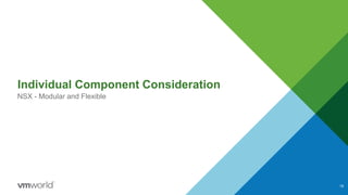Individual Component Consideration
19
NSX - Modular and Flexible
 