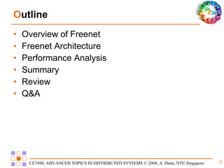 O utline Overview of Freenet Freenet Architecture Performance Analysis Summary Review Q&A 