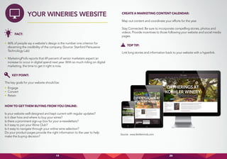 YOUR WINERIES WEBSITE
• 46% of people say a website's design is the number one criterion for
discerning the credibility of...