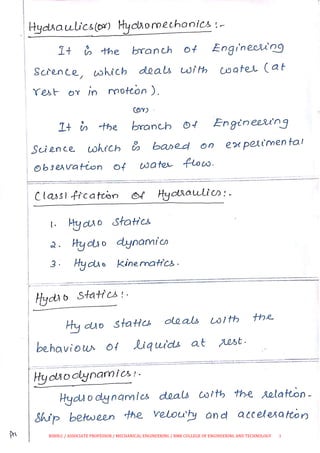 CE 8394 FLUID MECHANICS AND MACHINERY NOTES UNIT I | PDF