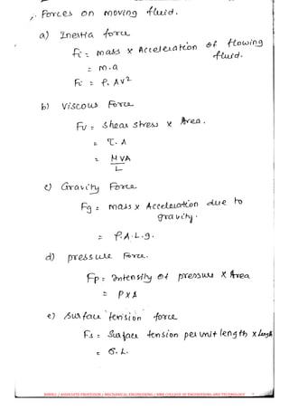 CE 8394 FLUID MECHANICS AND MACHINERY UNIT III FORMULA | PDF
