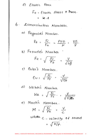 CE 8394 FLUID MECHANICS AND MACHINERY UNIT III FORMULA | PDF