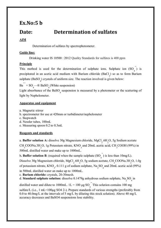 CE8512 WATER & WASTE WATER ANALYSIS LAB MANUVAL