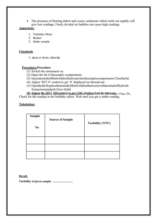 CE8512 WATER & WASTE WATER ANALYSIS LAB MANUVAL