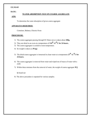 Ce8611 Highway Engineering Laboratory Manual | PDF